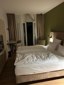 I took this picture after laying down so that is why you see a shape on the sheets