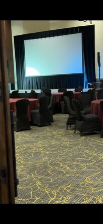Where we were sent to eat after being denied at the only 2 restaurants open. This is also the “entertainment” provided for guests. The screen to sit and stare at.