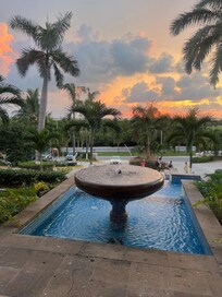 Stunning sunset at the resort entrance