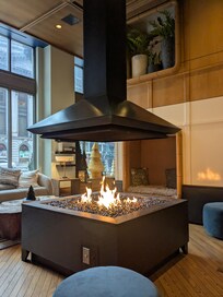 Fireplace in the hotel lobby