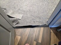 Top look of excess padding causing lip when trying to leave