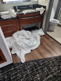 Blonde hair on towels