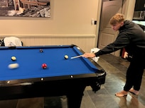 Kitchen area downstairs allows for snacks and coffee