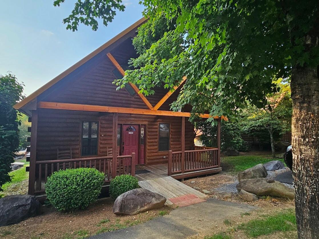 The sidewalk leading to the ramp is quite slanted toward the cabin and was very difficult to independently maneuver in a wheelchair.