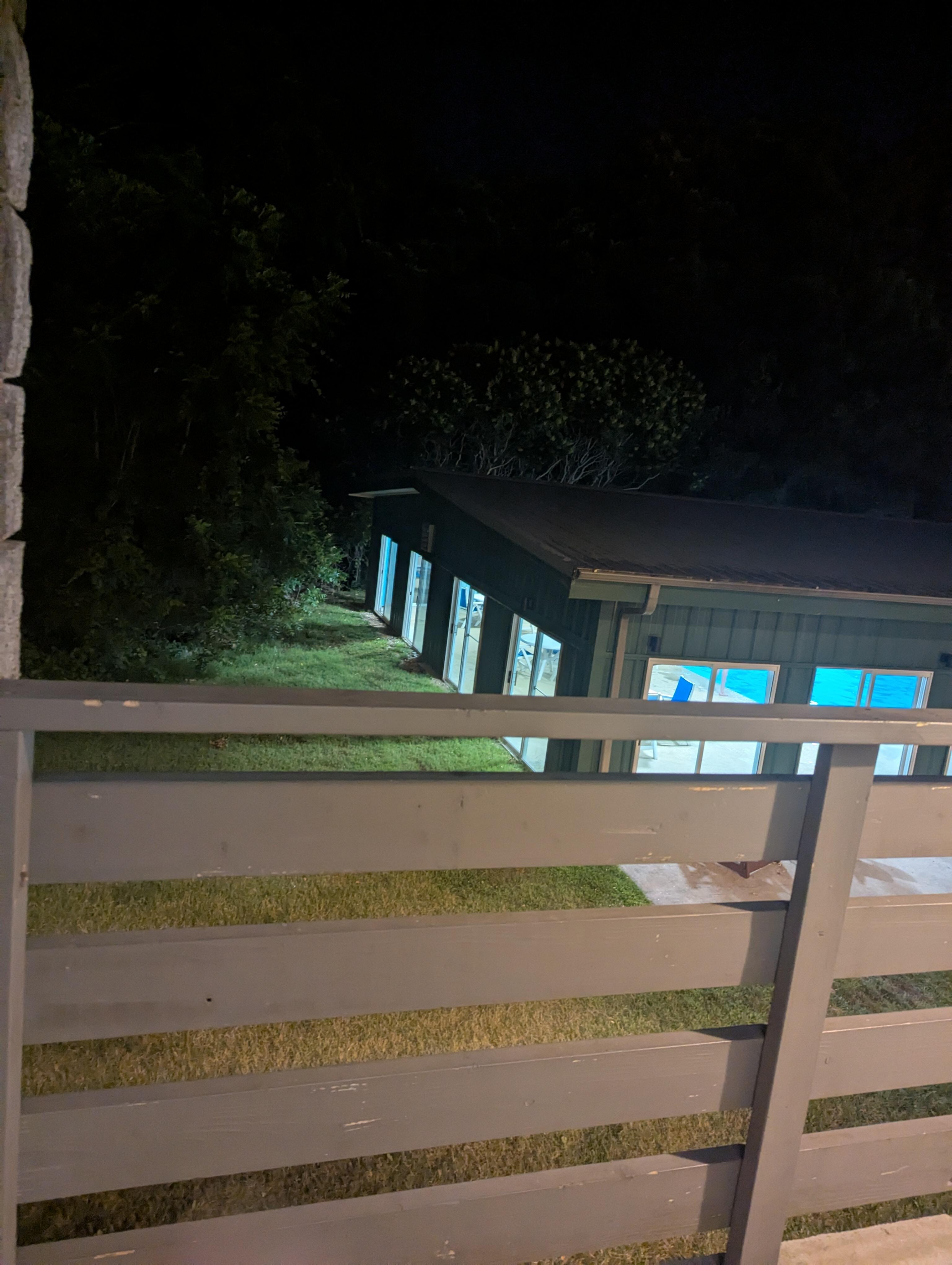 View of the pool area from outside, accessible to anyone who wants to go 