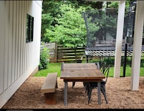 Trampoline right next to the unit.