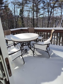 This is the balcony on the main floor from the dining room and kitchen area