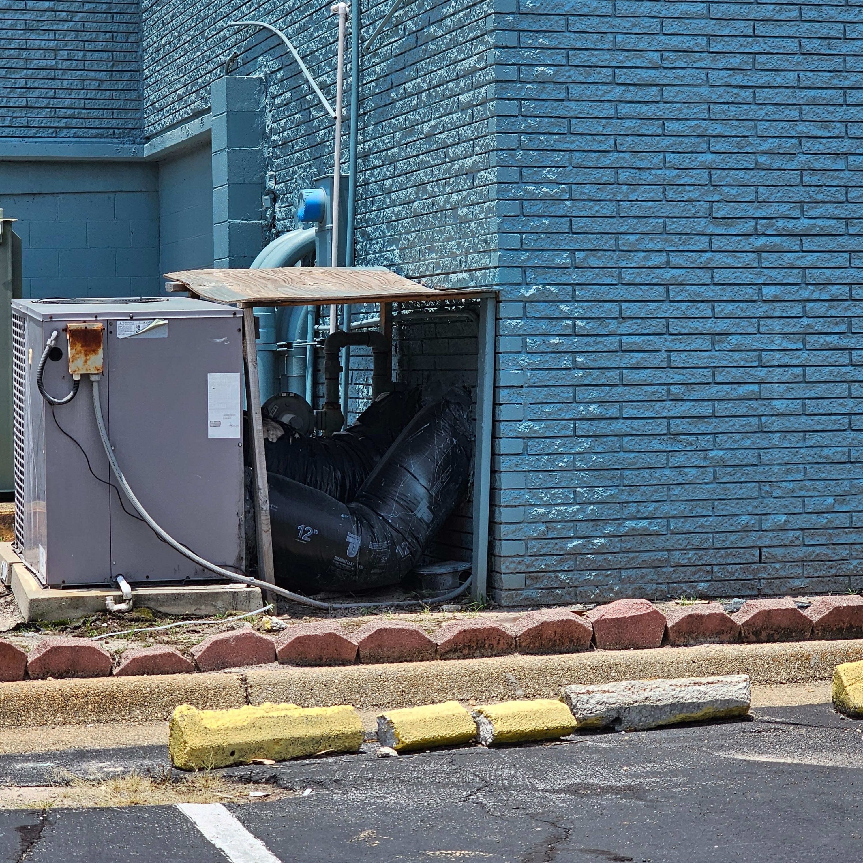 Poorly installed flexible ductwork exposed to the weather 