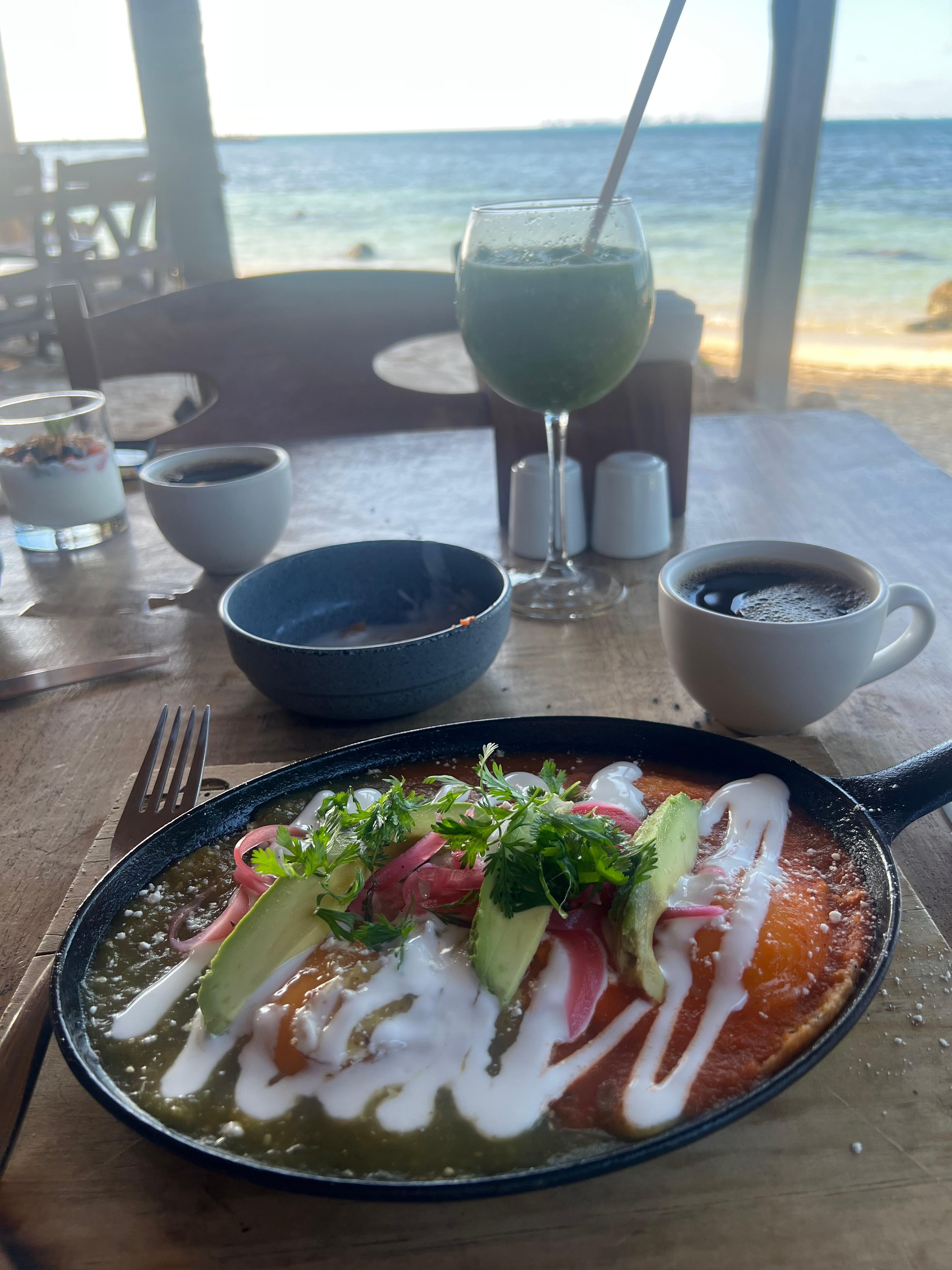 Breakfast on the beach every morning. 