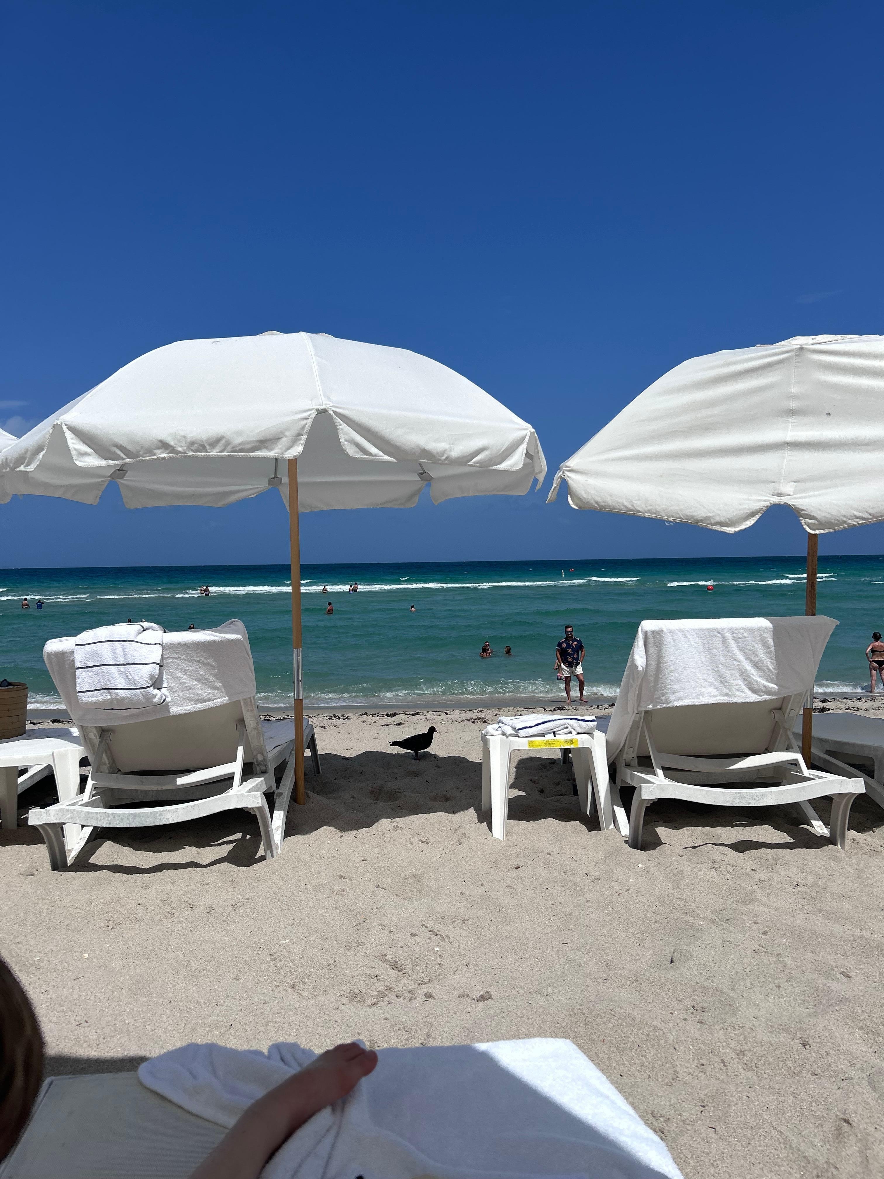 Using the beach side service.
