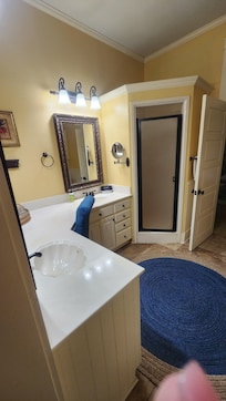 From closet across bathroom (tub to the right)