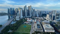 Blick aus dem 54 Stock auf Singapur