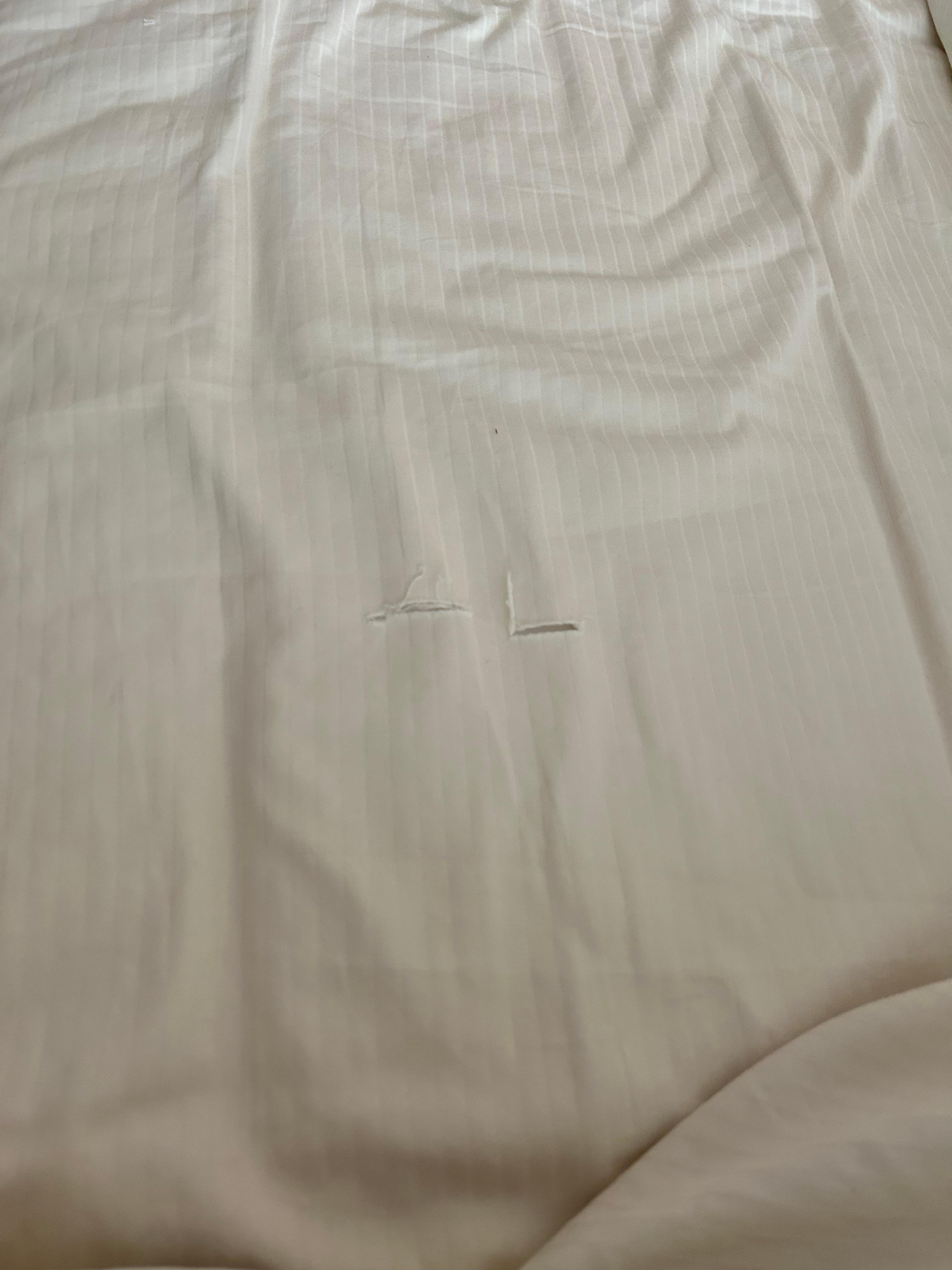 Torn bed sheets