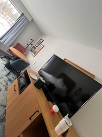 The tv in the room was huge