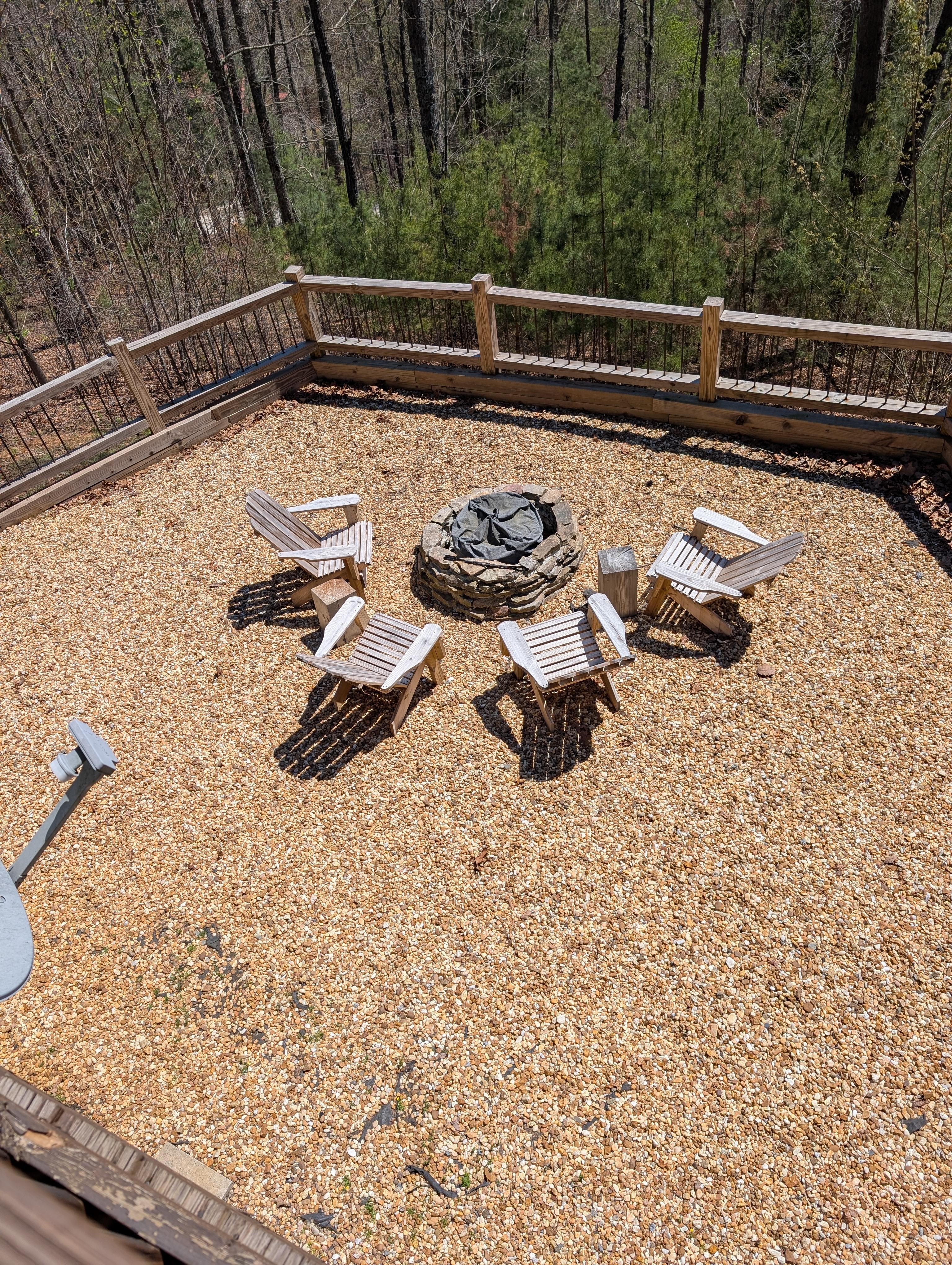Right off the ground level porch. Beautiful set up 