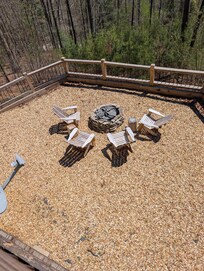 Right off the ground level porch. Beautiful set up