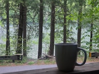 Quiet cup of coffee in the morning.