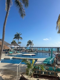 Multiple pools with ocean view