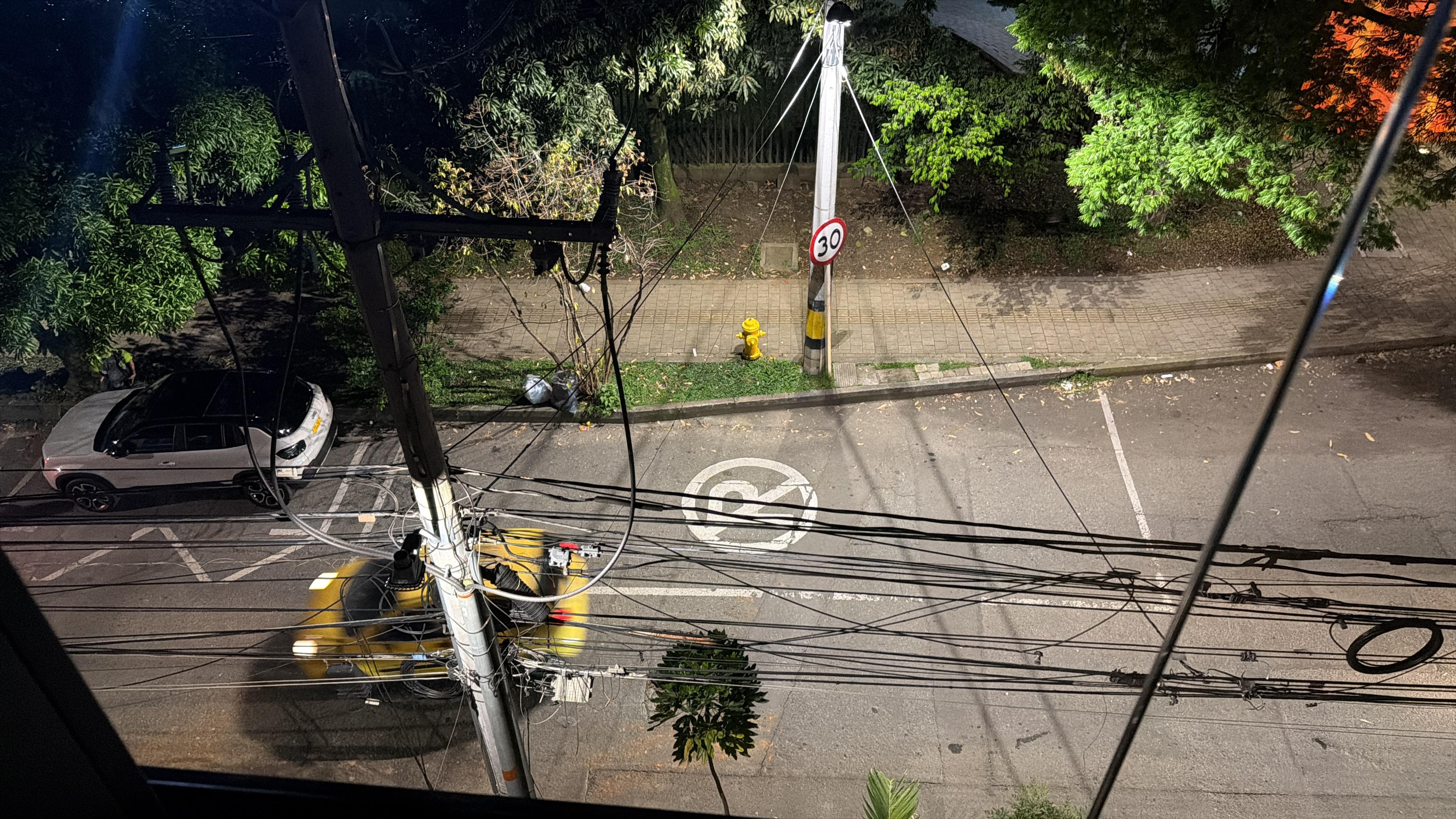 Balcony view to the street of the main entrance to the hotel.