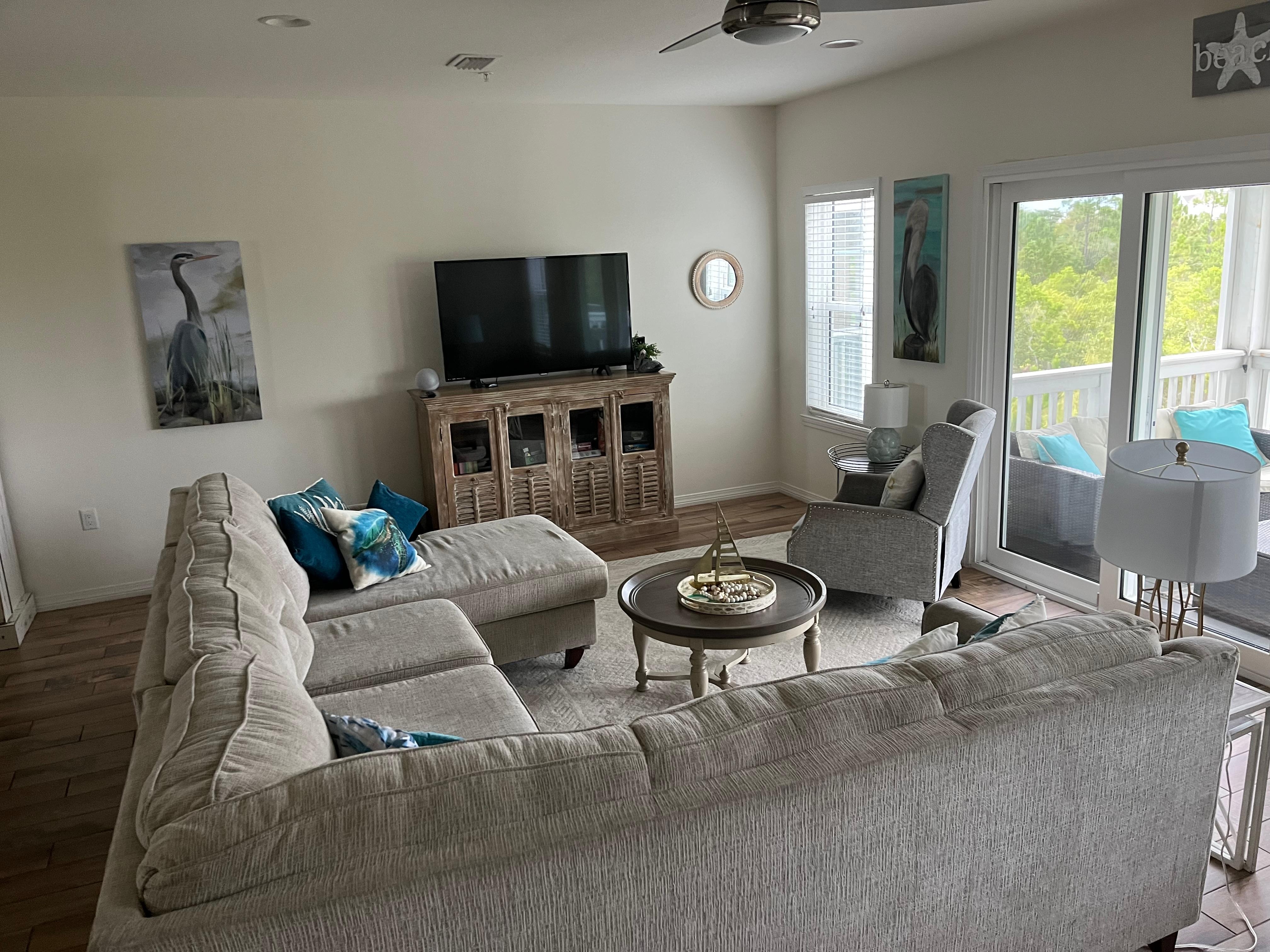 Comfy sofa that is big enough for a family. 