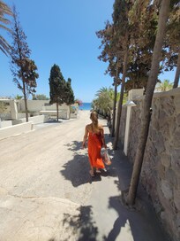 Walking to the beach from the hotel