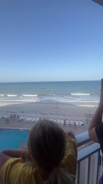 Our amazing view! We saw several dolphins!
