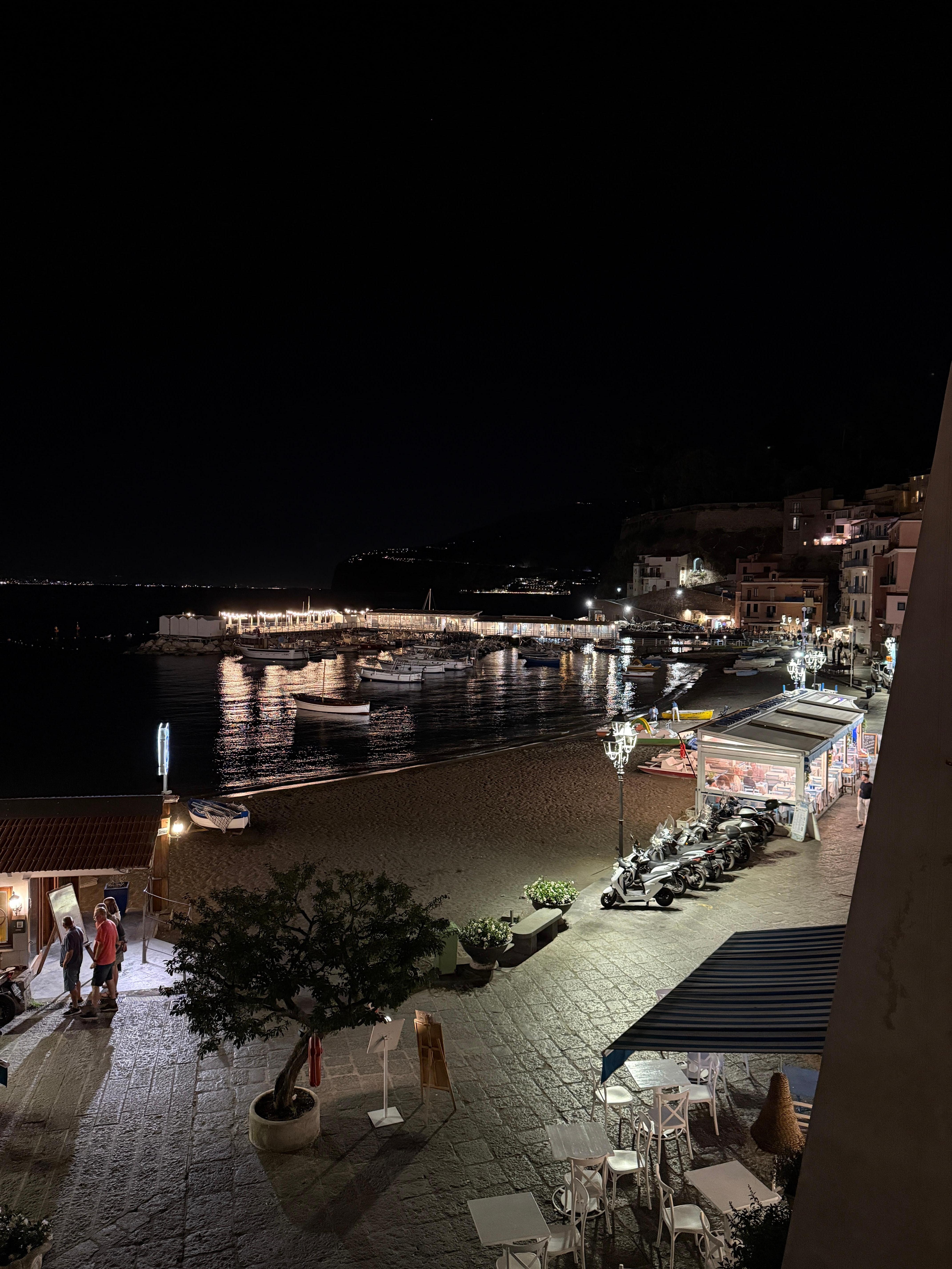 The town right downstairs at night