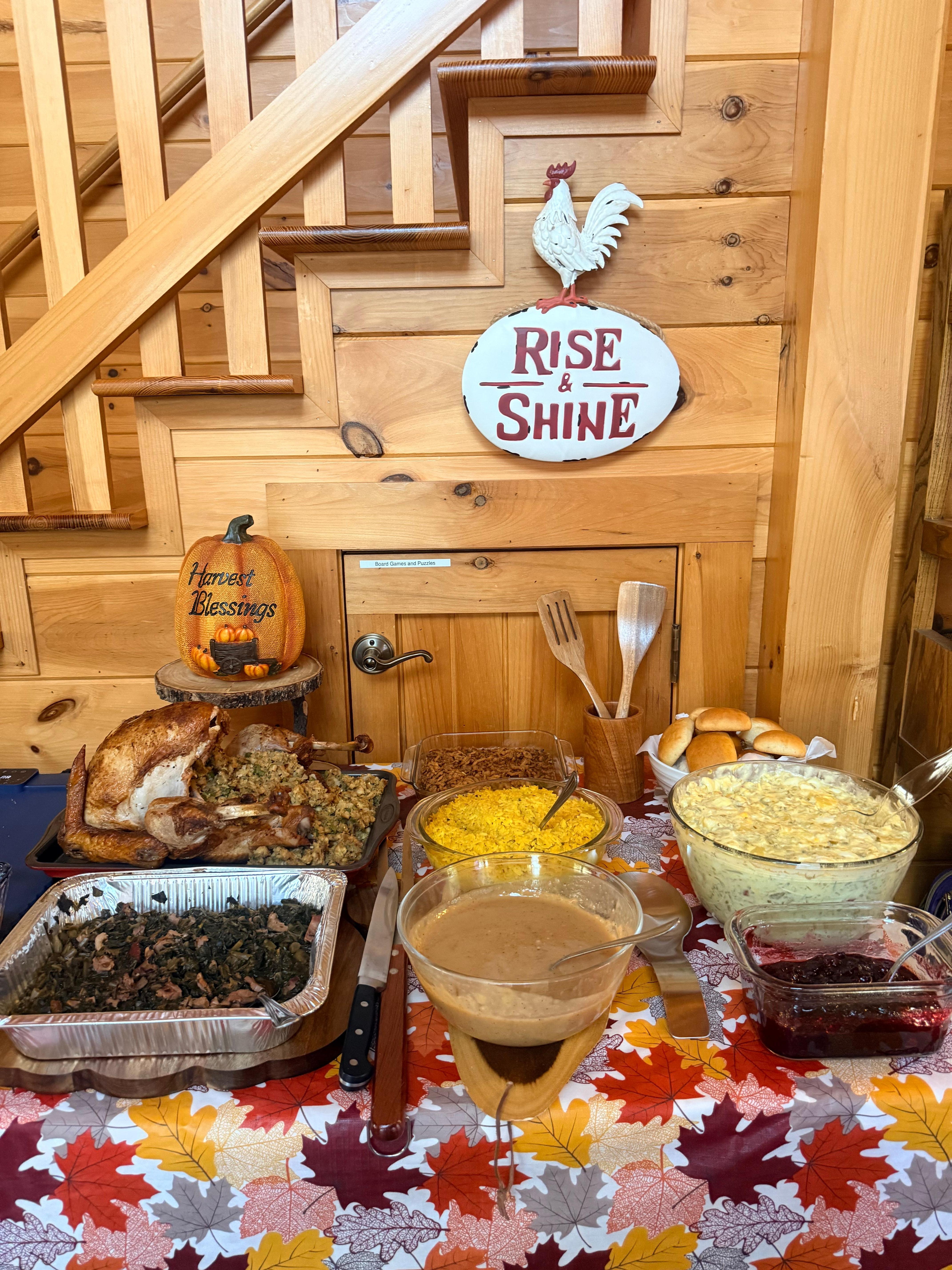 We cooked an entire Thanksgiving meal including a Turkey.