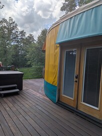 Back deck with hot tub