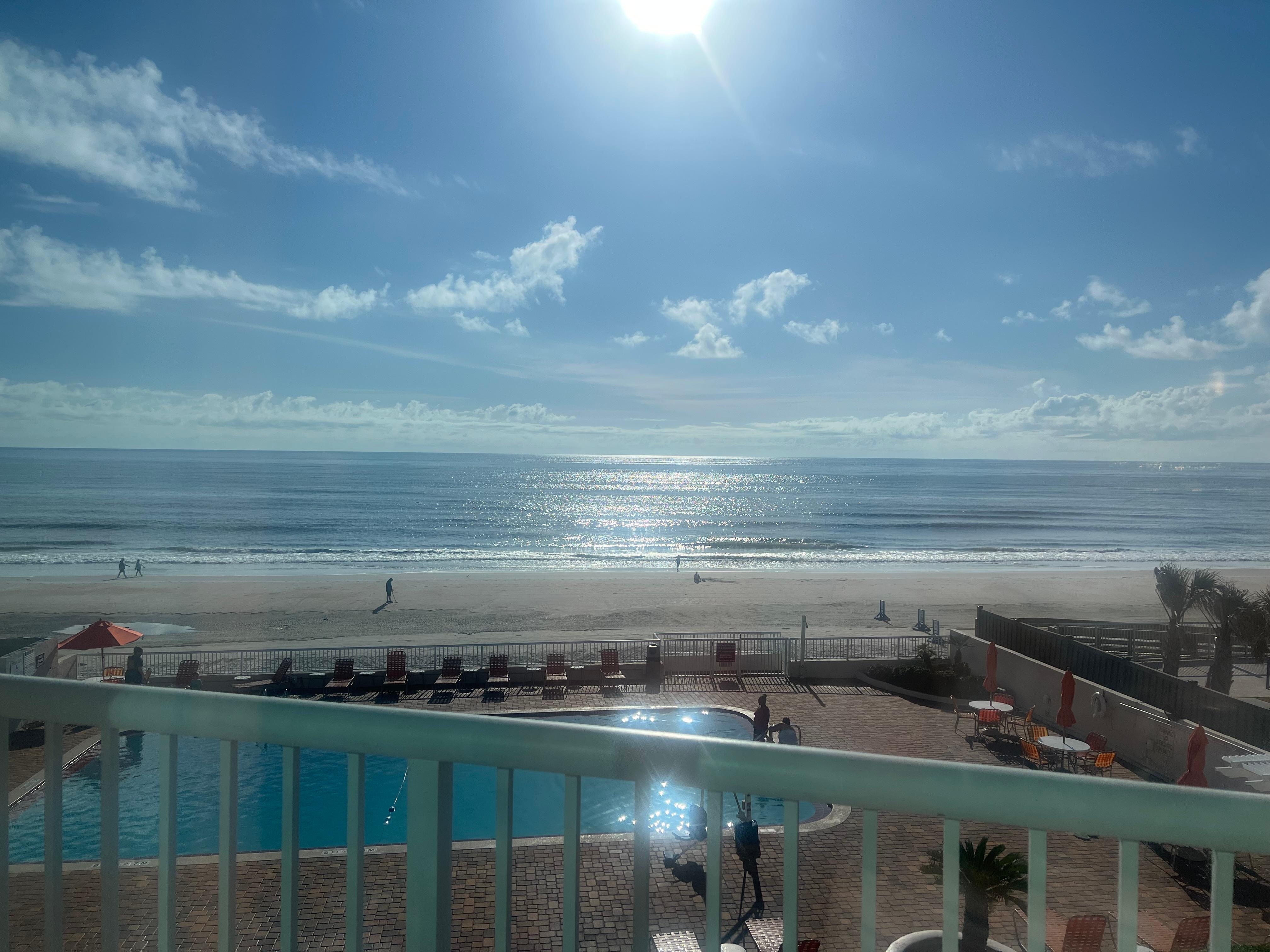 A beautiful view of the ocean from our balcony 
