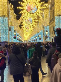 The hotel is located on the street with the Christmas lights show every evening