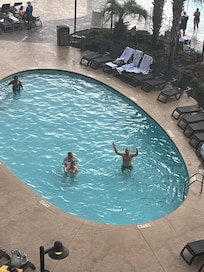 Some of the family, view from our balcony.