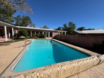 The heated pool was so nice. They even had floaties.