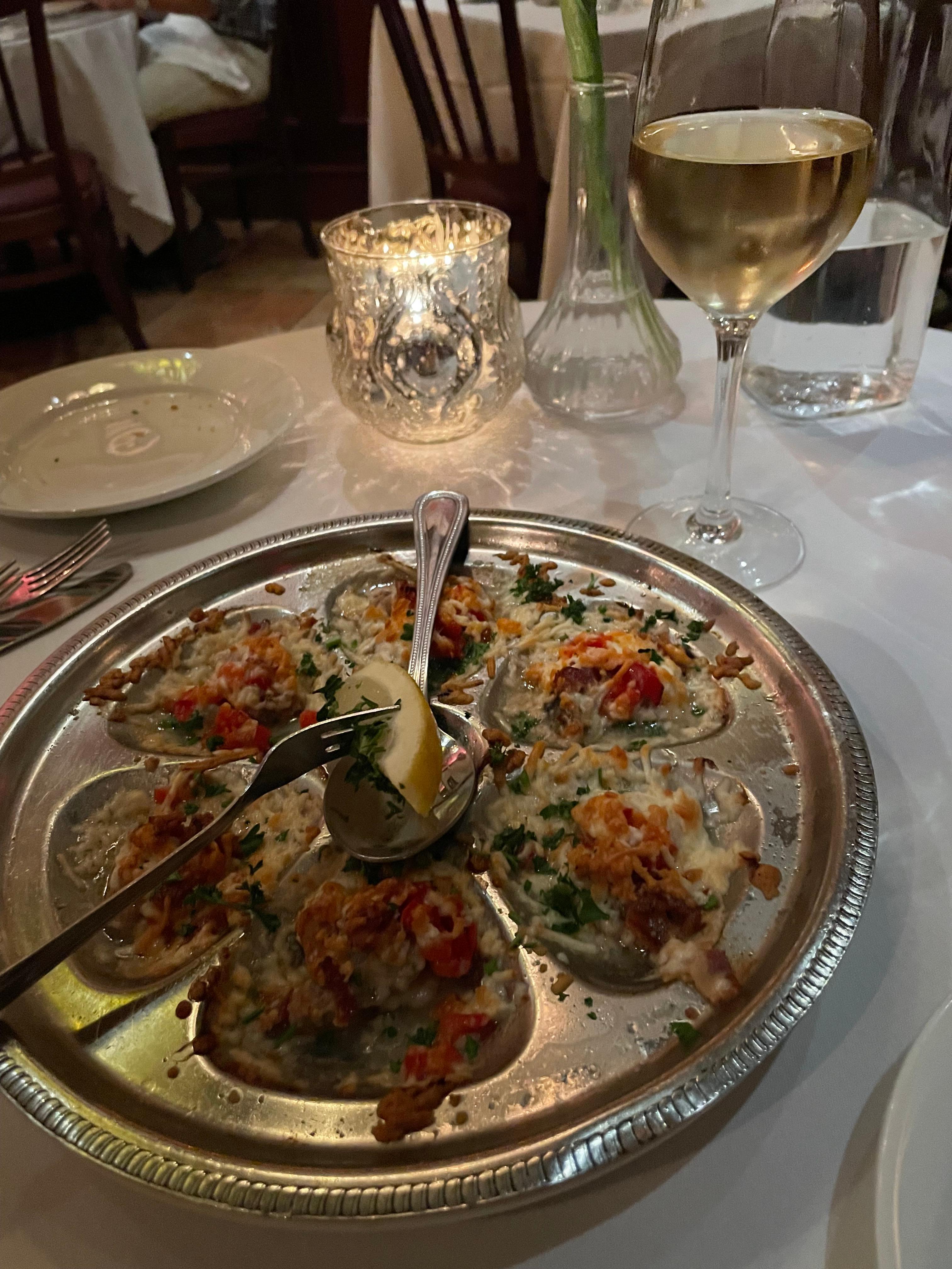 Oysters Irene at Irene’s fine dining 