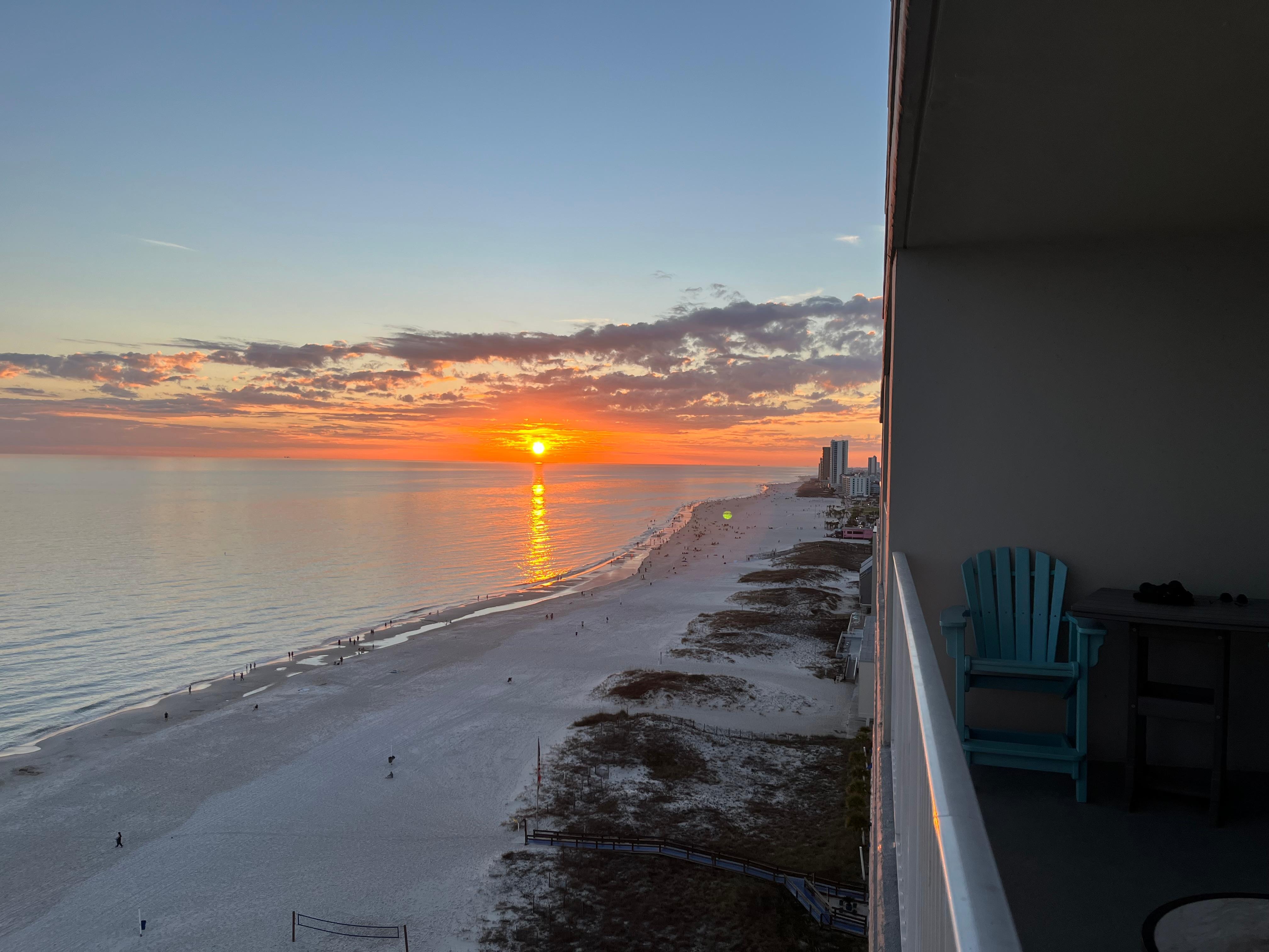 Sunset off balcony.