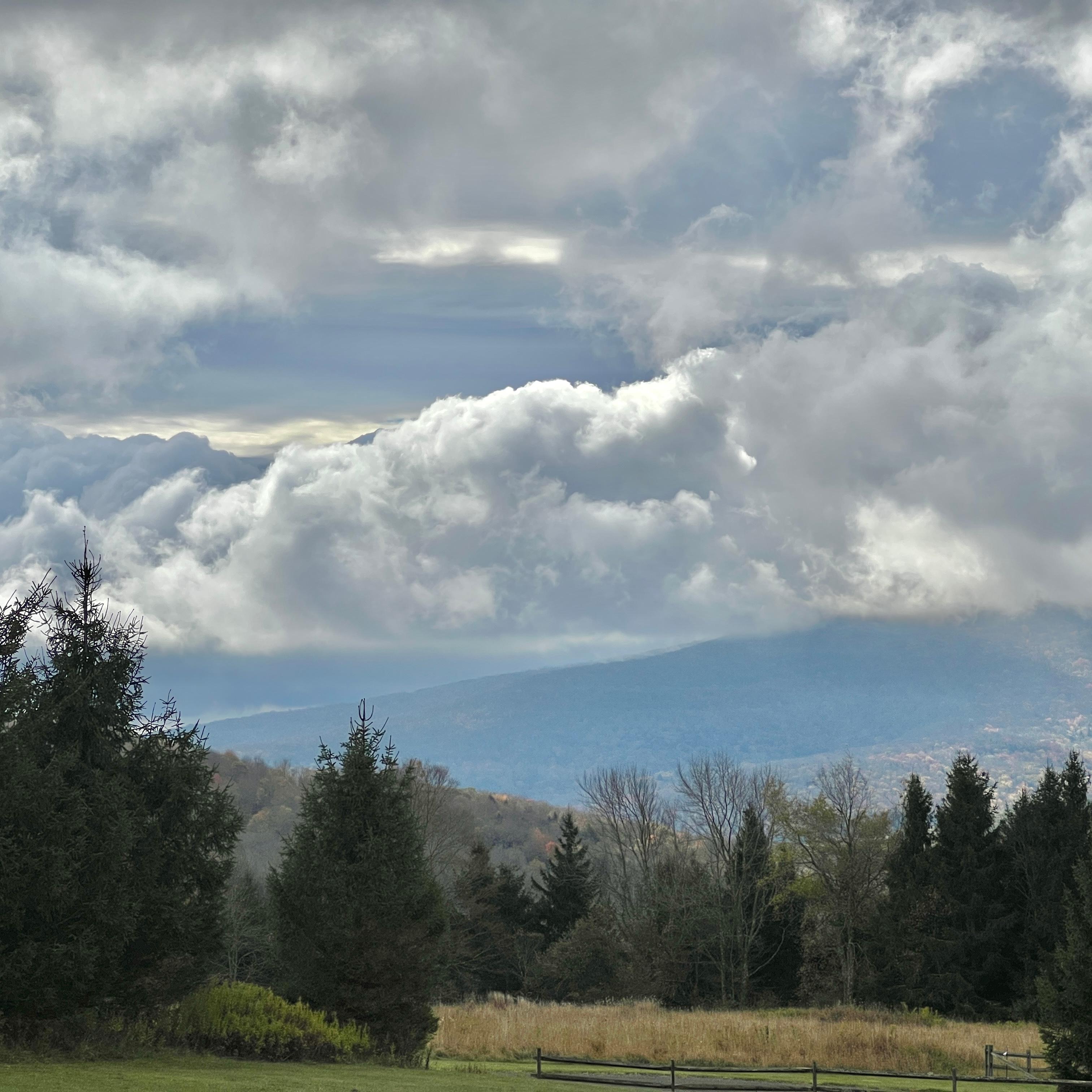 View south - big sky in the Catskills. 