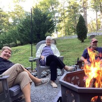 Enjoying a campfire