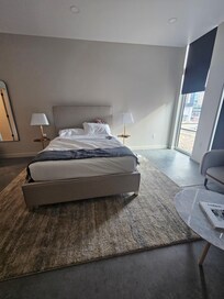 I believe the bed is not a queen size; I think it’s a full size, and the mattress is too soft.attress is too soft.