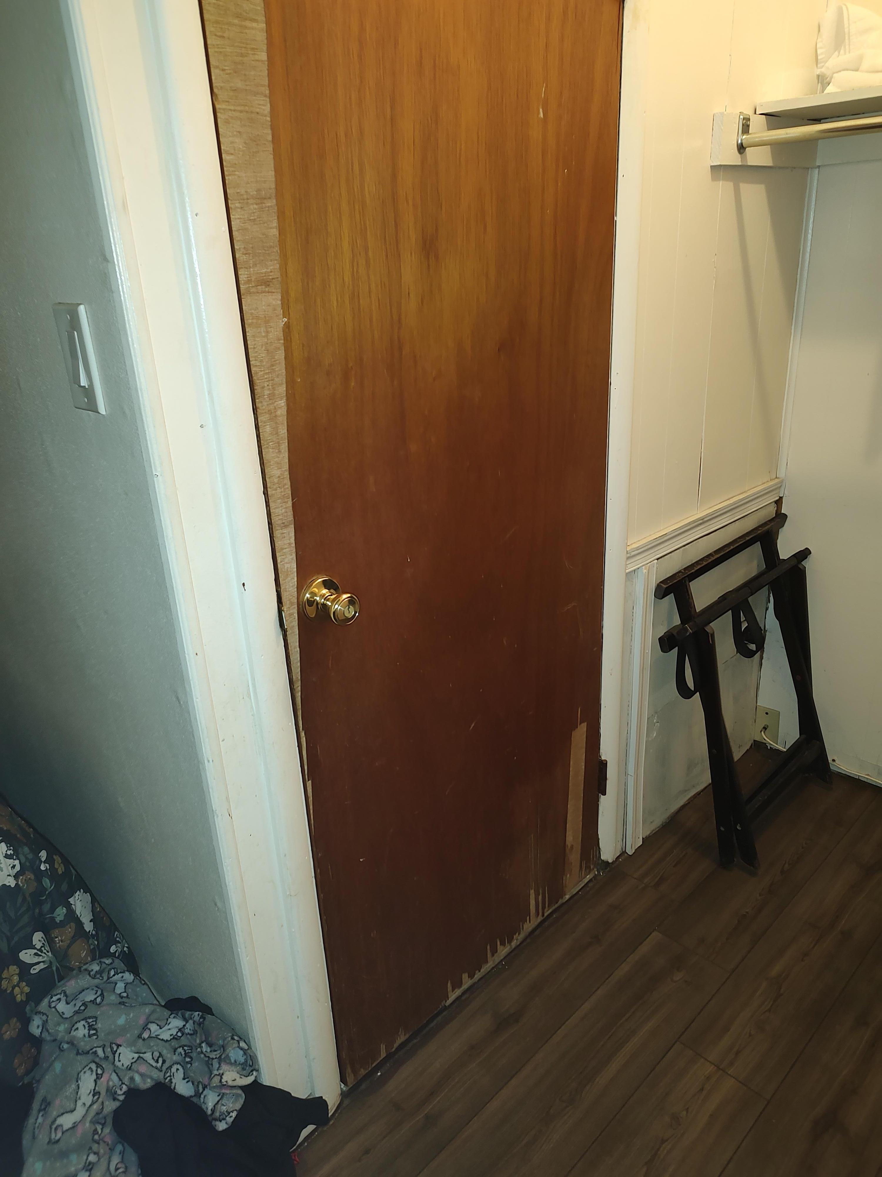 Bathroom door falling apart 