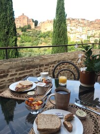 Vue de la terrasse au petit déjeuner