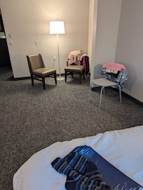 Straight chairs? Guess I should be glad there was a place to set down.