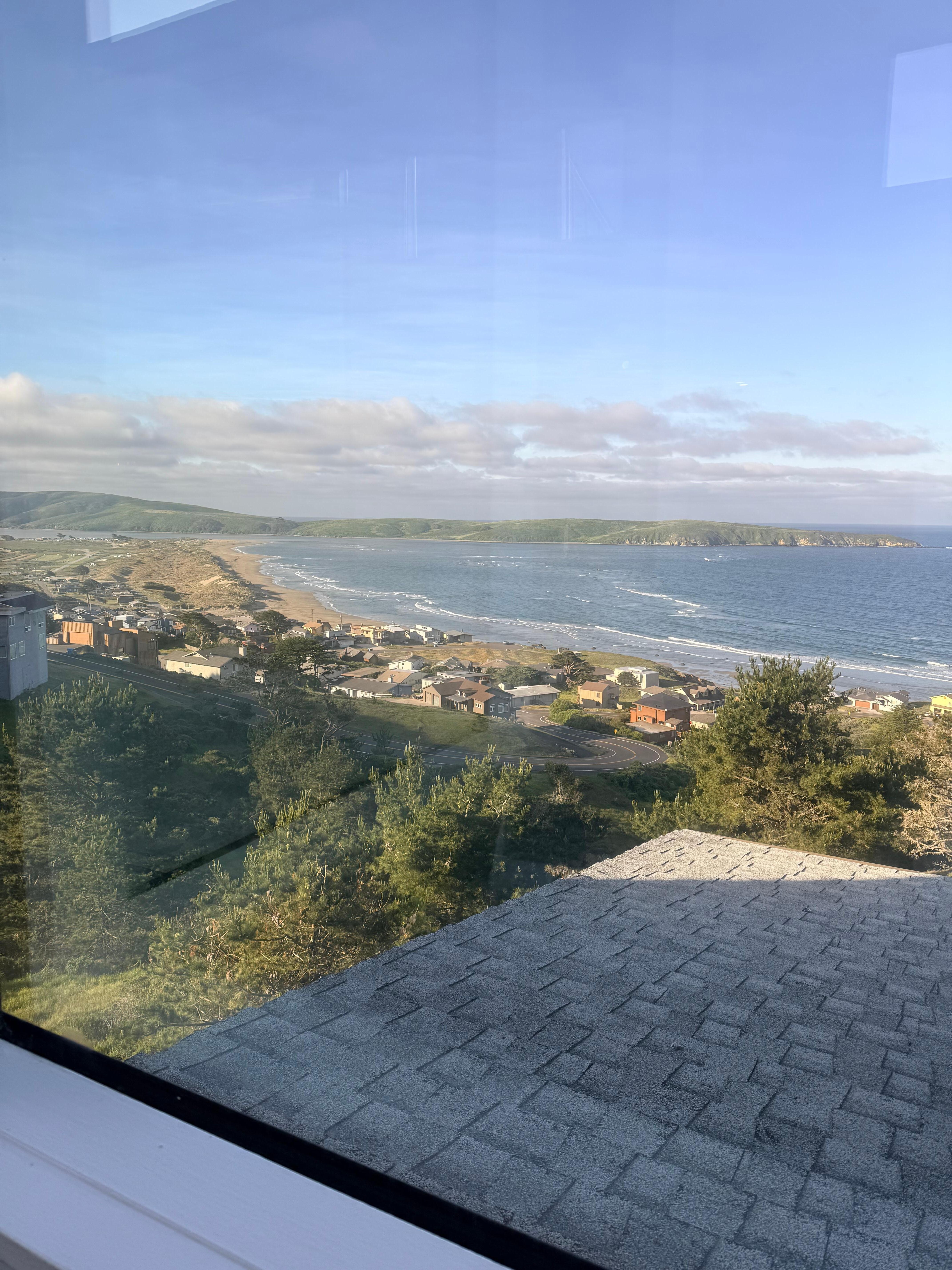 View of beach from the living room window.