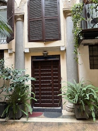 Entrance from the garden area to the room.