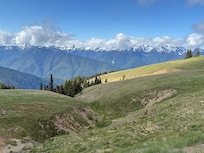 Olympic Mountains form background for many area related features.