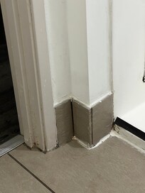 Stains on the door frame.