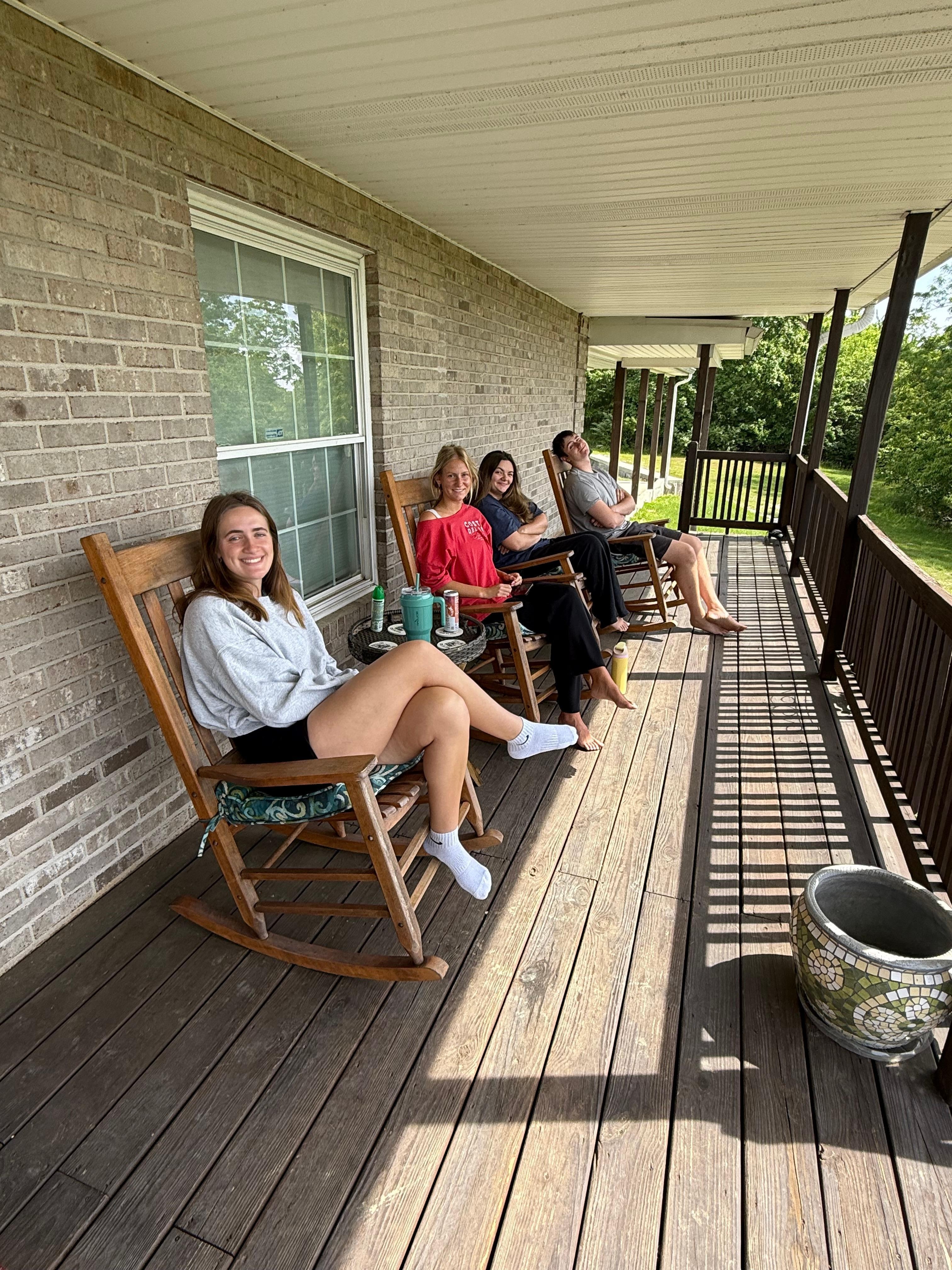 Enjoying the porch in the morning 