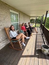 Enjoying the porch in the morning