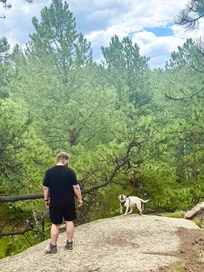 Hiking the property.