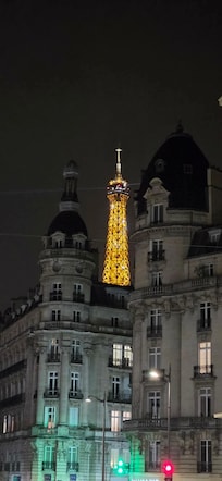 View of Eiffel Tower from our room window.