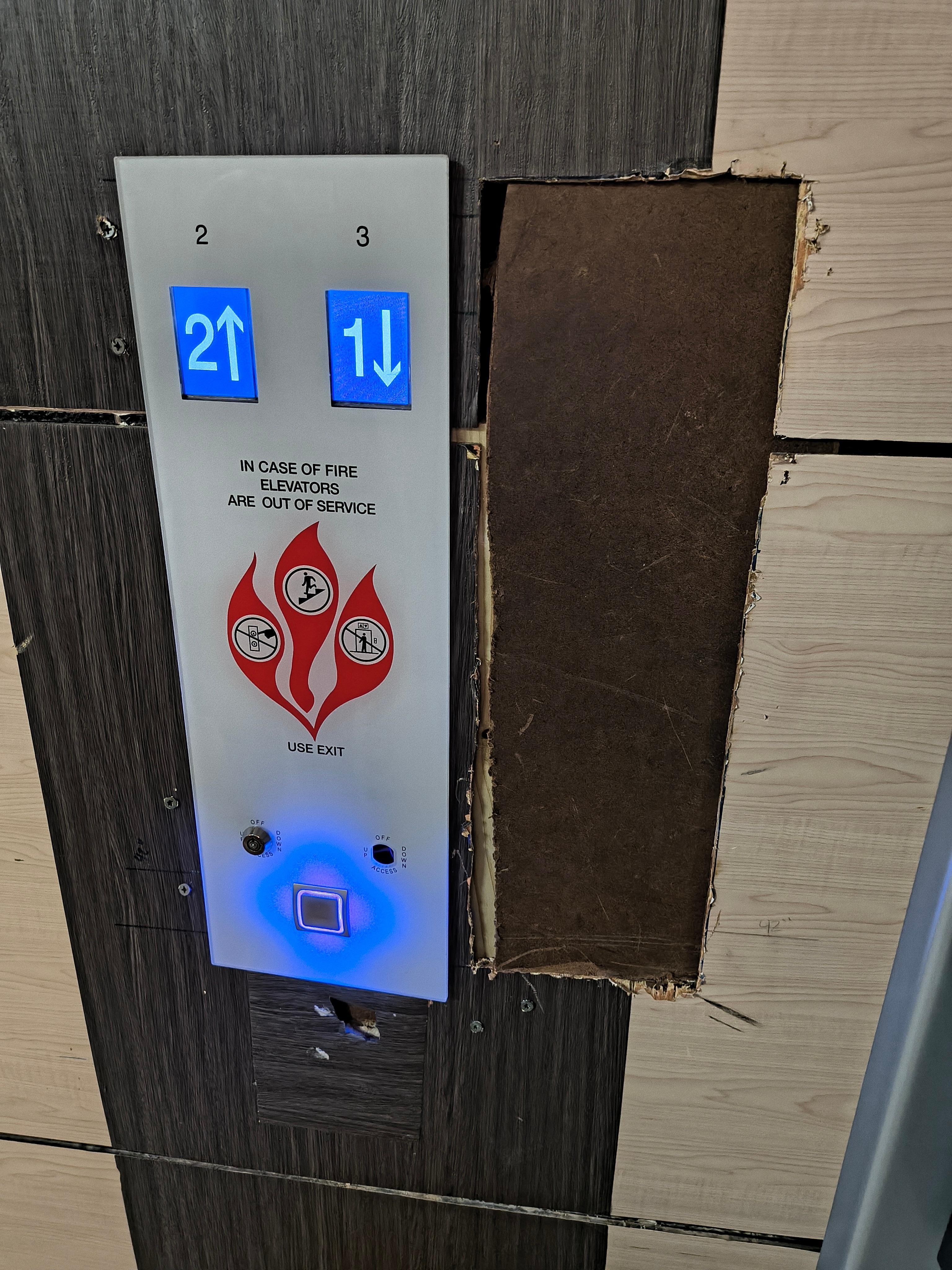 LOOKS LIKE THE ELEVATOR NEEDED SOME REPAIR. GOOD AS NEW......